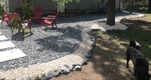 DIY Black and White Gravel Patio