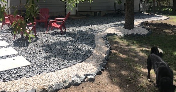 DIY Black and White Gravel Patio