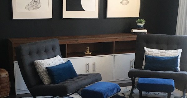 old wood dresser refinished with white paint and black hardware