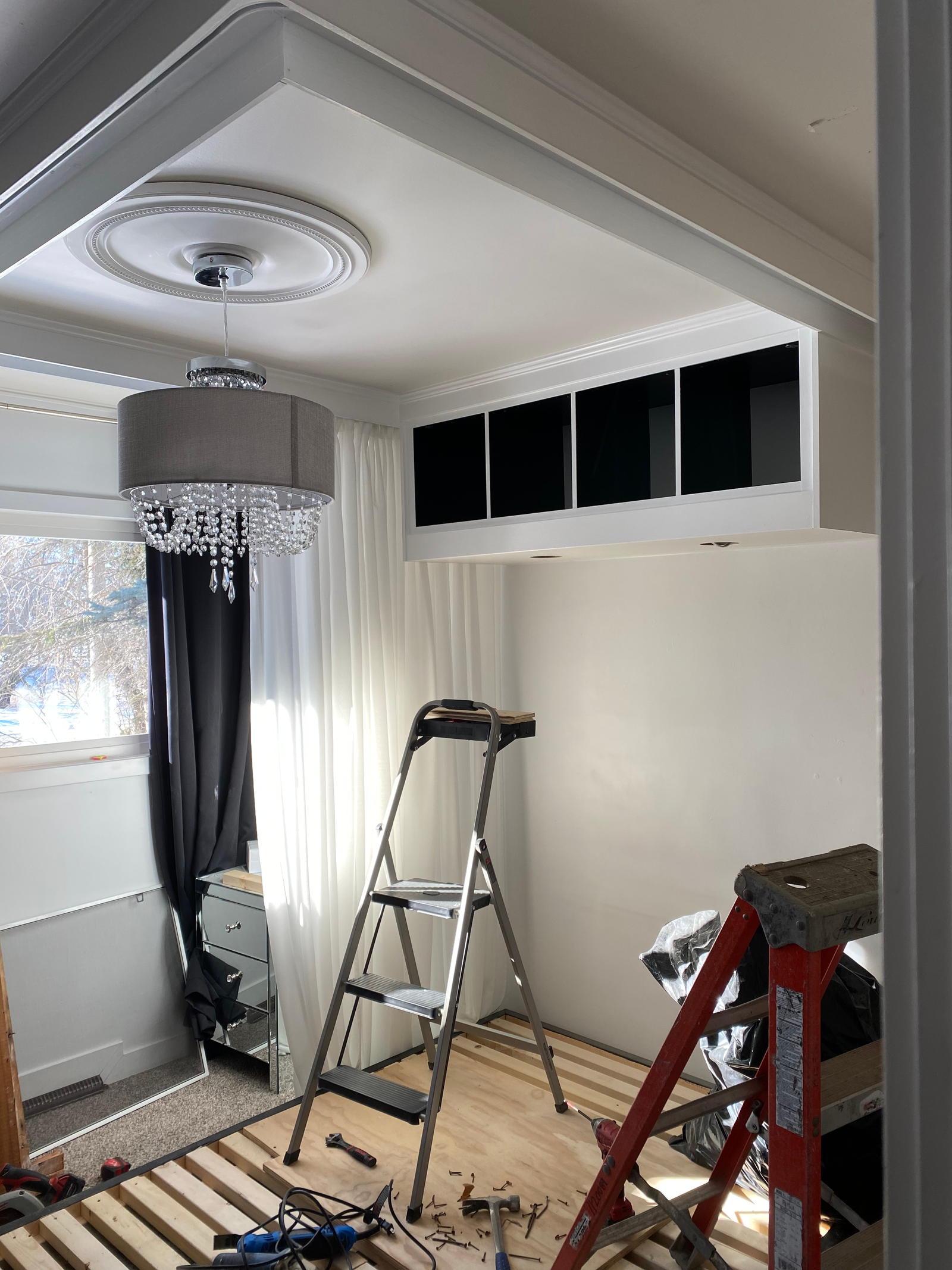 diy built in floor to ceiling wardrobes being built