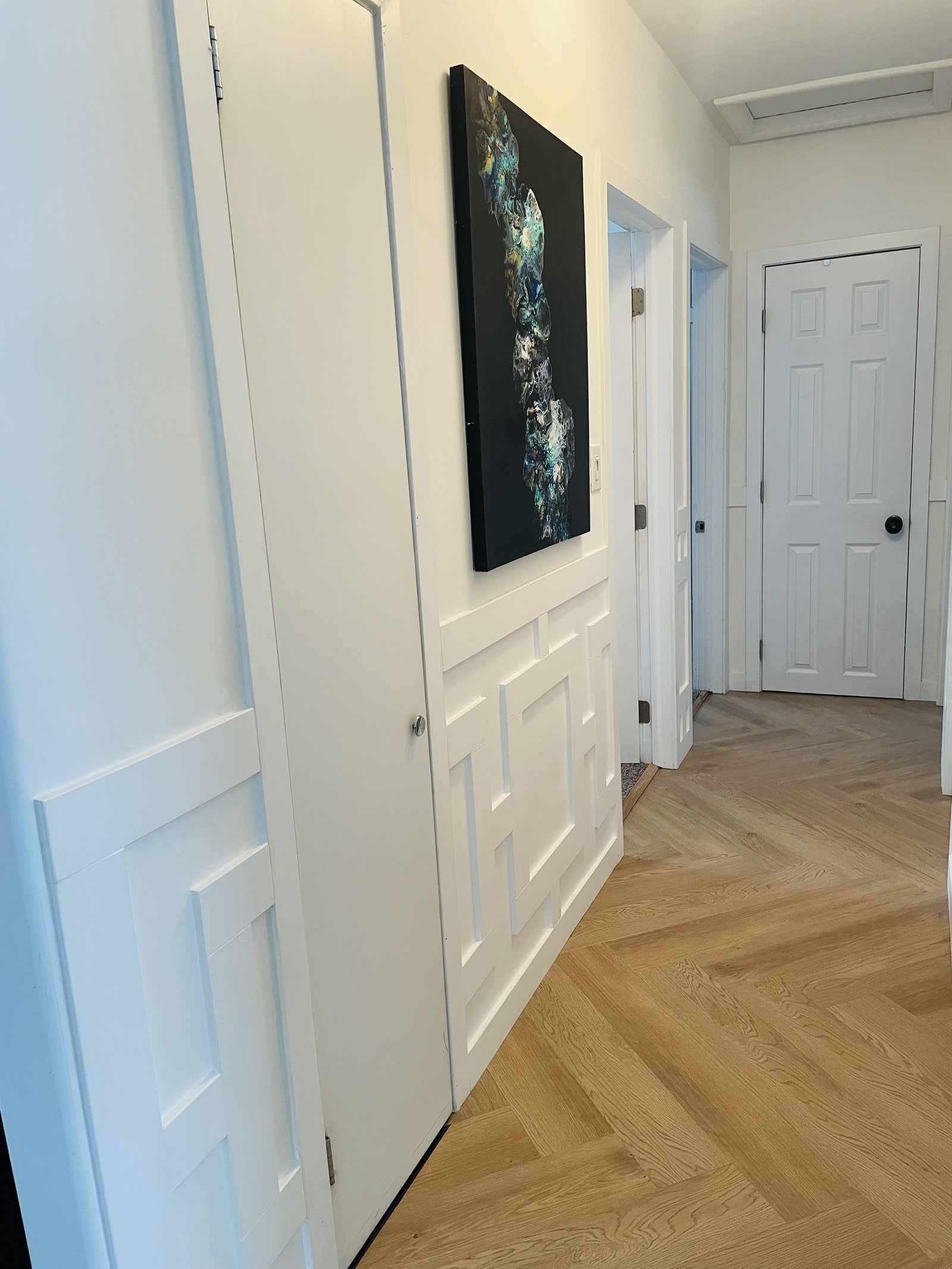 navy blue channels for upholstered banquette back