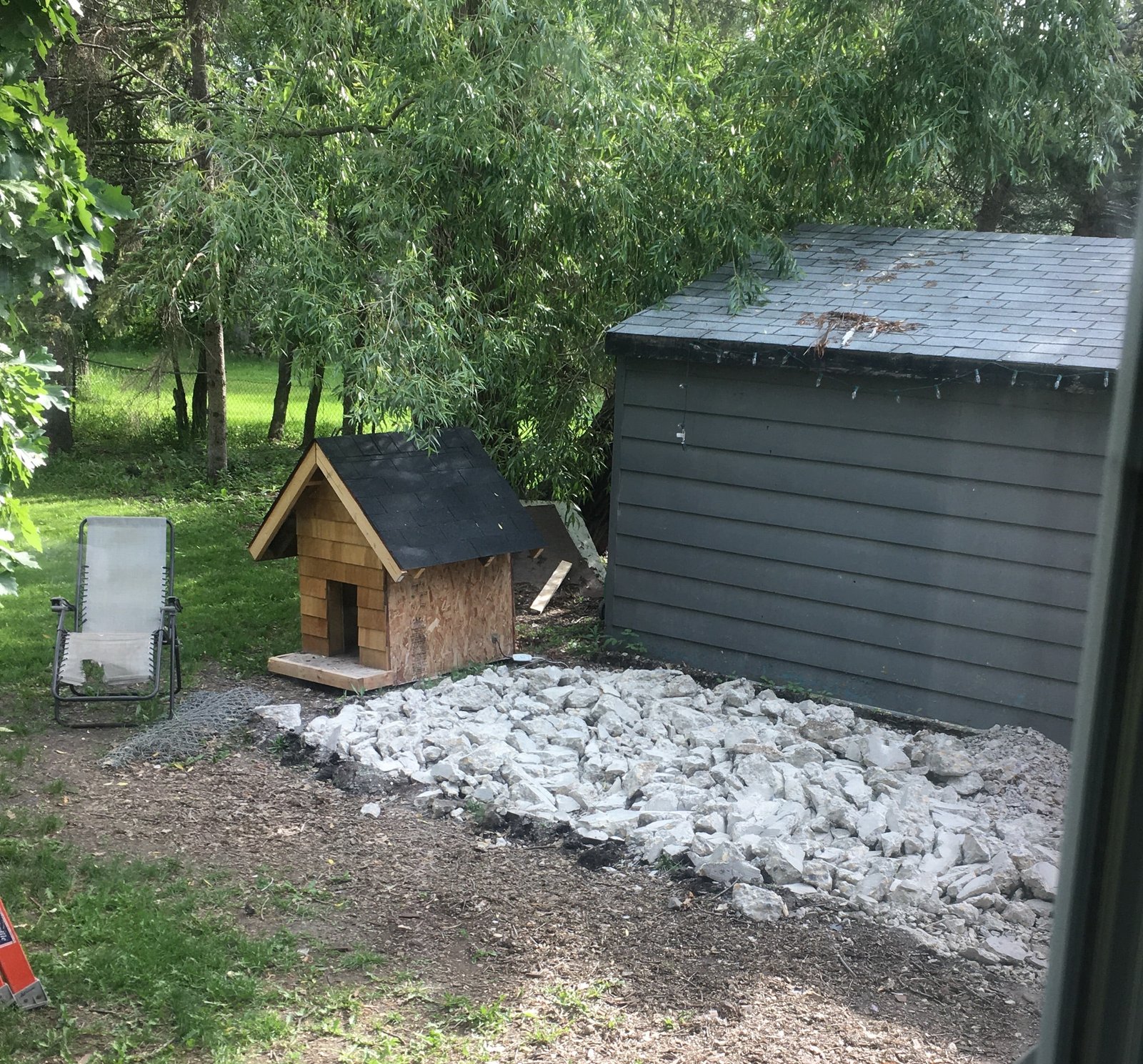 concrete slab patio broken up with a jack hammer