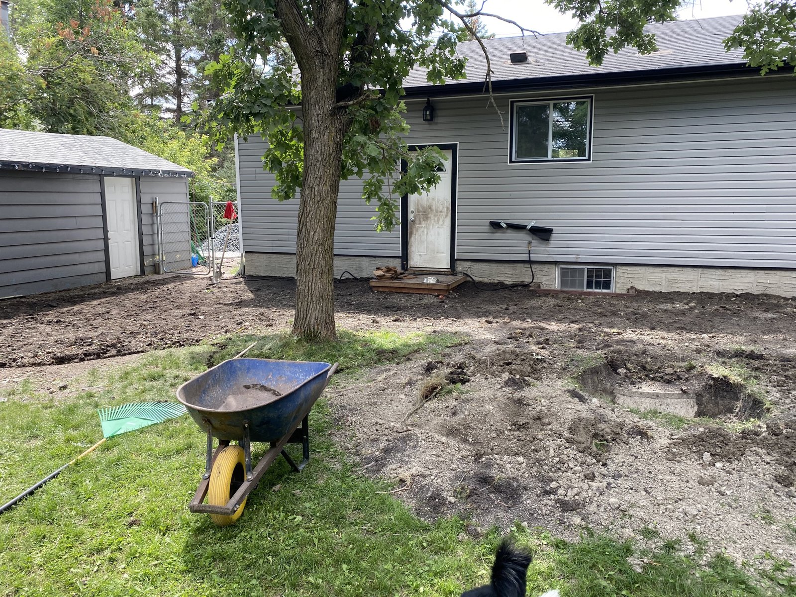 yard prep for a gravel patio