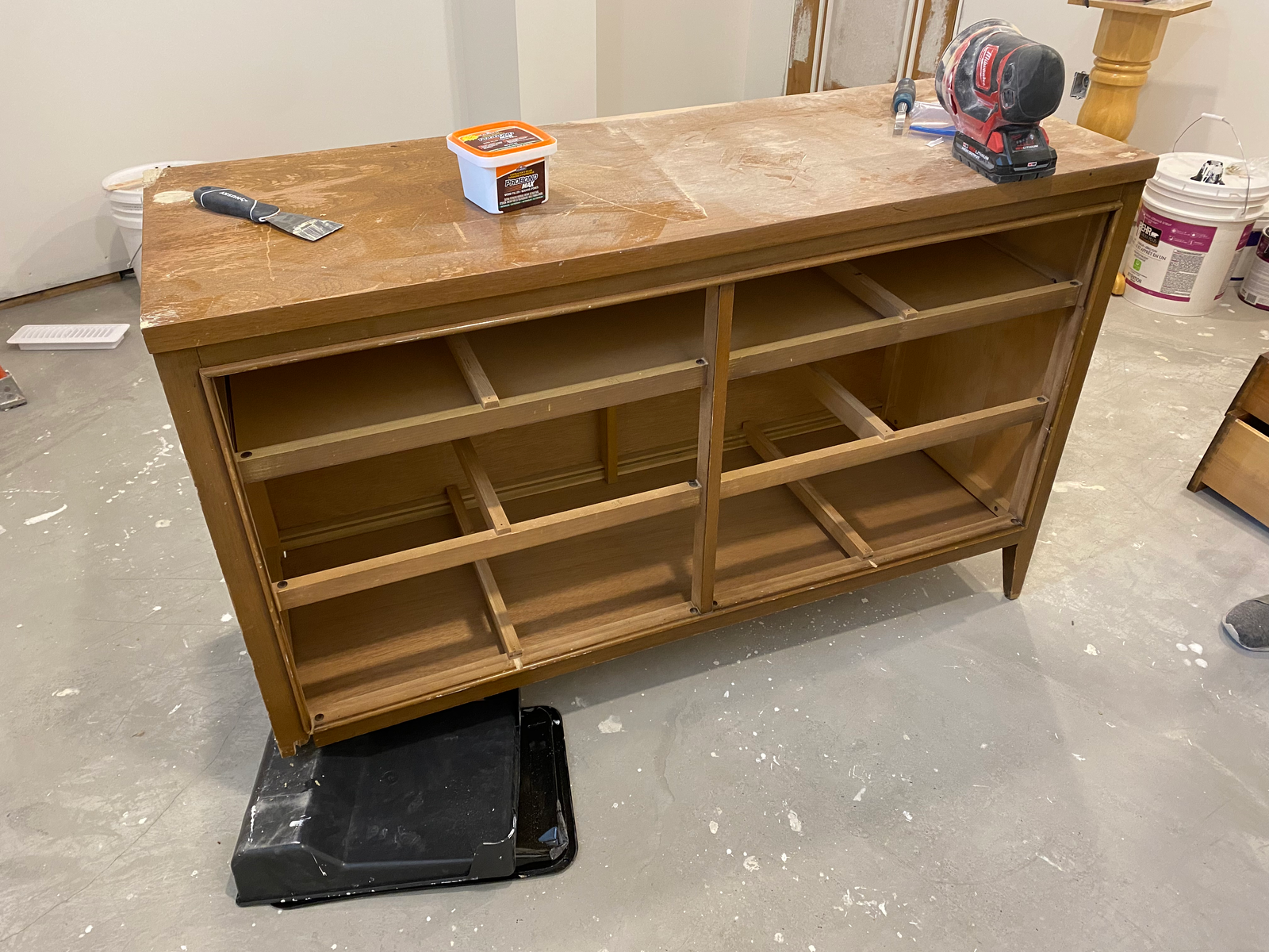 old solid wood dresser we bought for $50 to flip